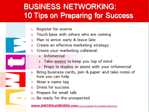 Top 10 Tips on Preparing for Business Networking Success 